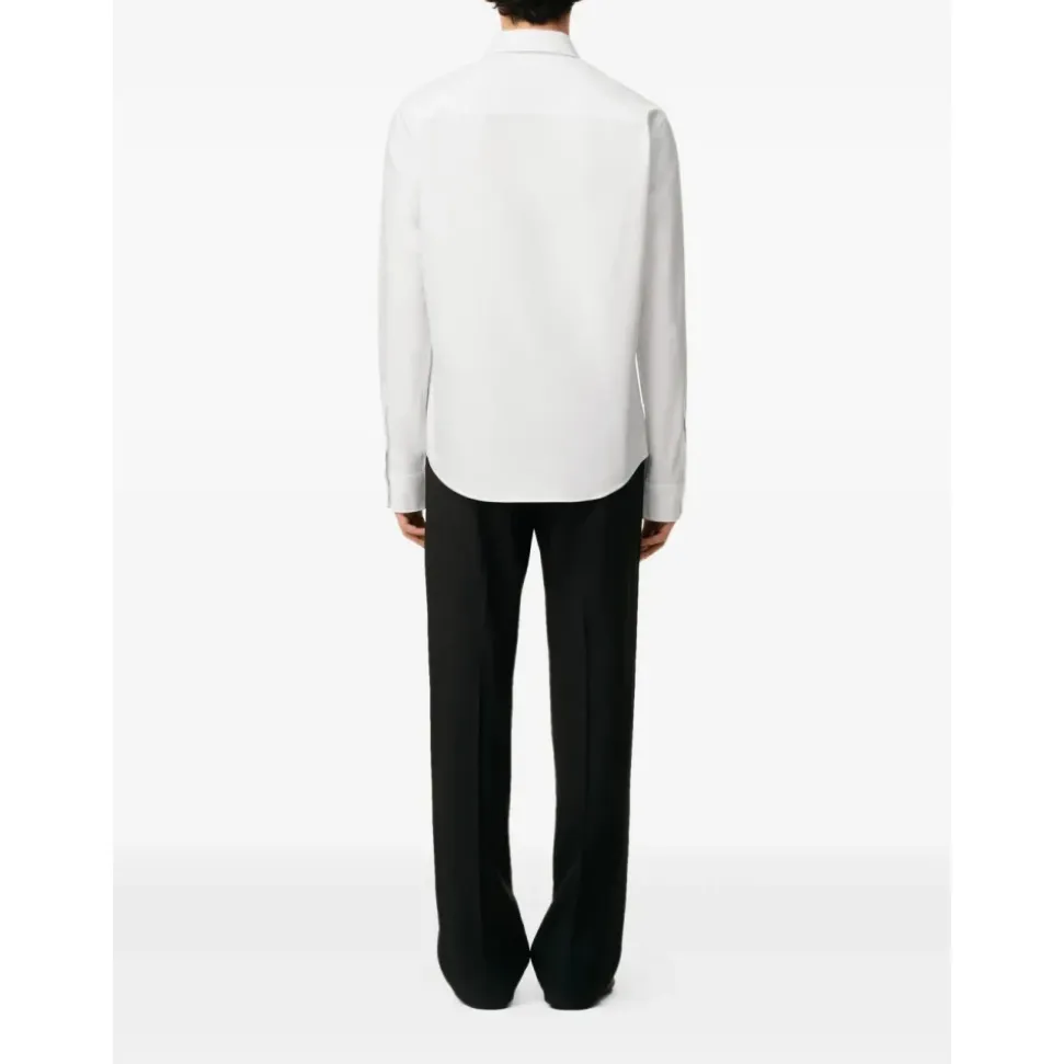 White Poplin Shirt with Logo Embroidery
