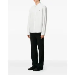 White Poplin Shirt with Logo Embroidery