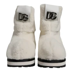 White Shearling Mid Calf Boots