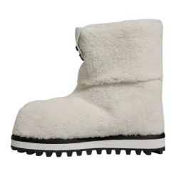 White Shearling Mid Calf Boots