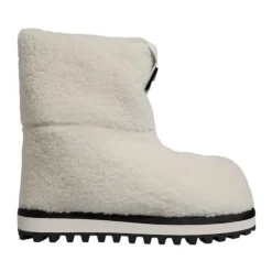 White Shearling Mid Calf Boots
