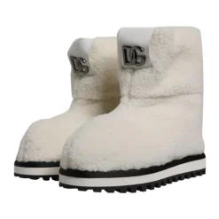 White Shearling Mid Calf Boots