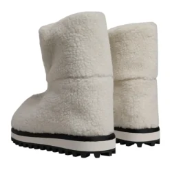 White Shearling Mid Calf Boots