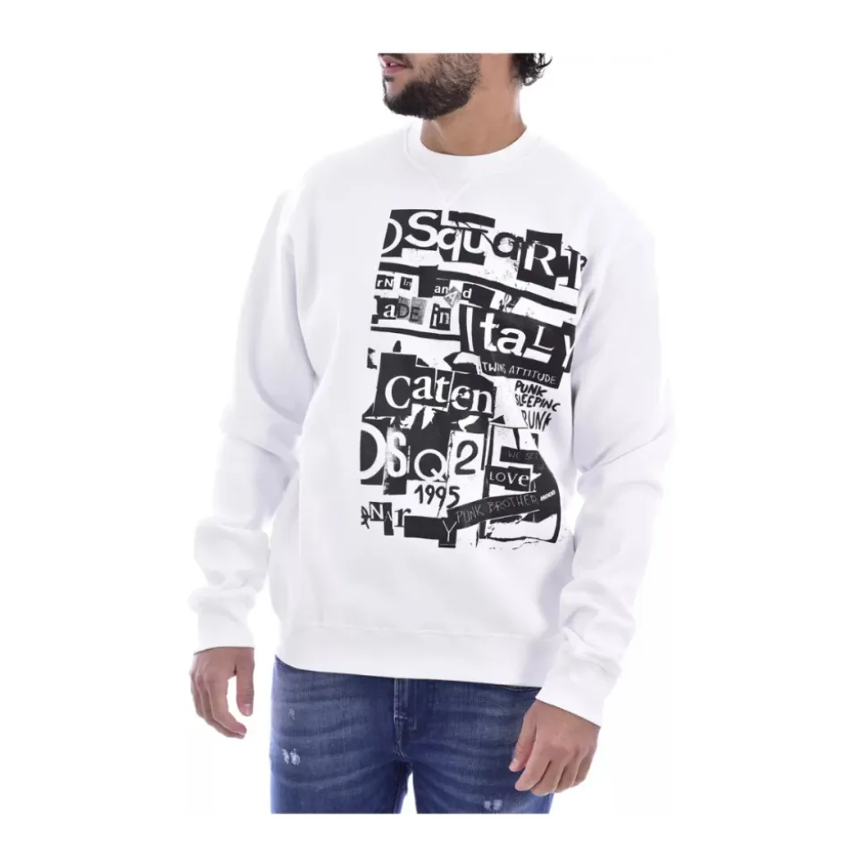 White Sweatshirt with Printed Logo