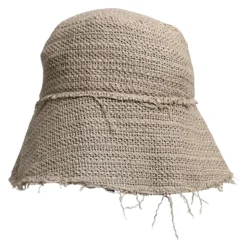 Wide Brim Linen Bucket Hat with Logo