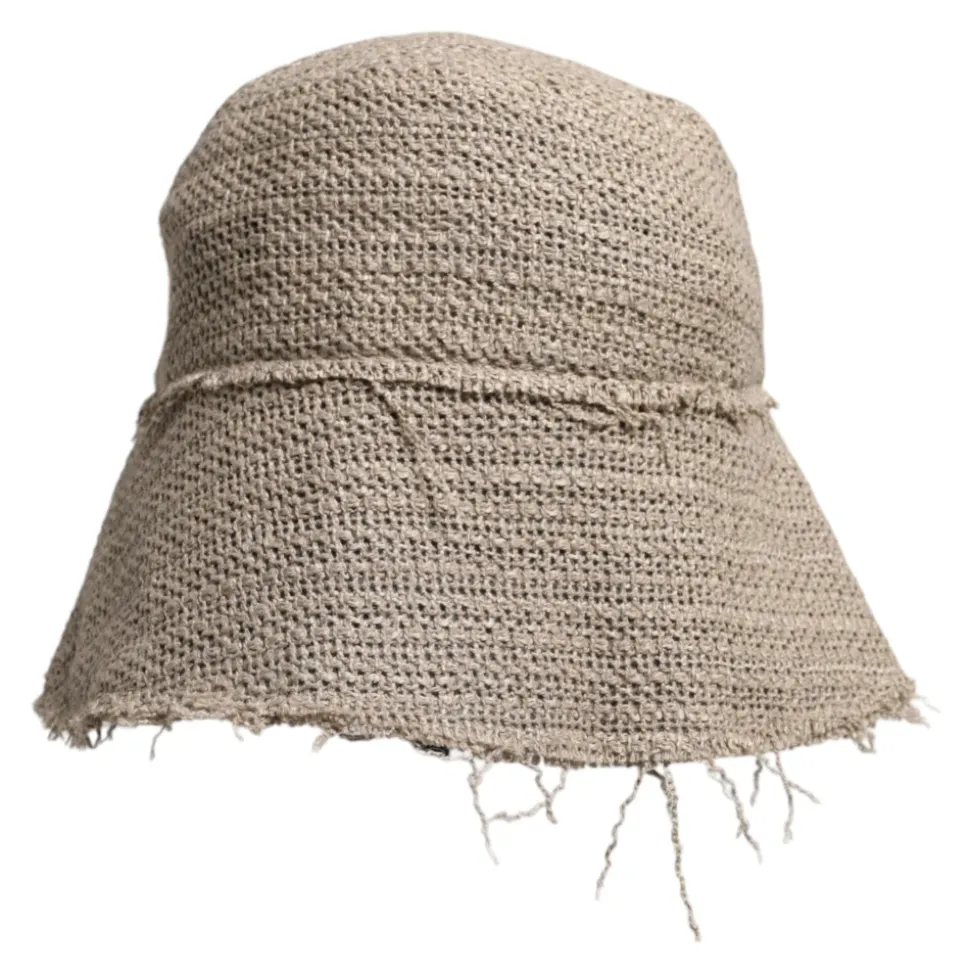 Wide Brim Linen Bucket Hat with Logo