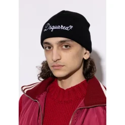Wool Beanie with Embroidered Logo