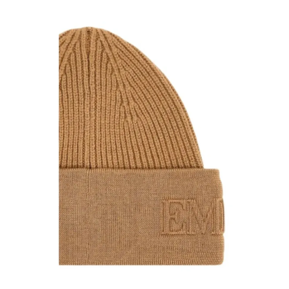 Wool beanie with logo brim