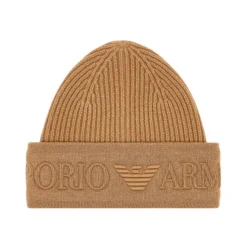Wool beanie with logo brim
