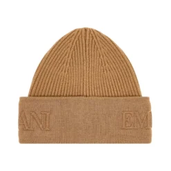Wool beanie with logo brim