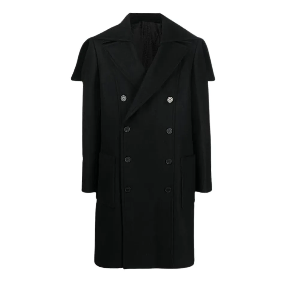Wool Blend Double-Breasted Coat