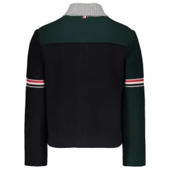 Wool Cardigan with Tricolor Details