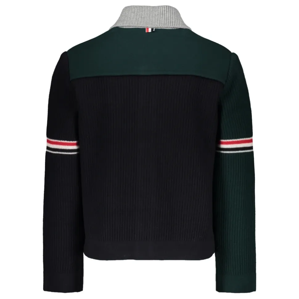 Wool Cardigan with Tricolor Details