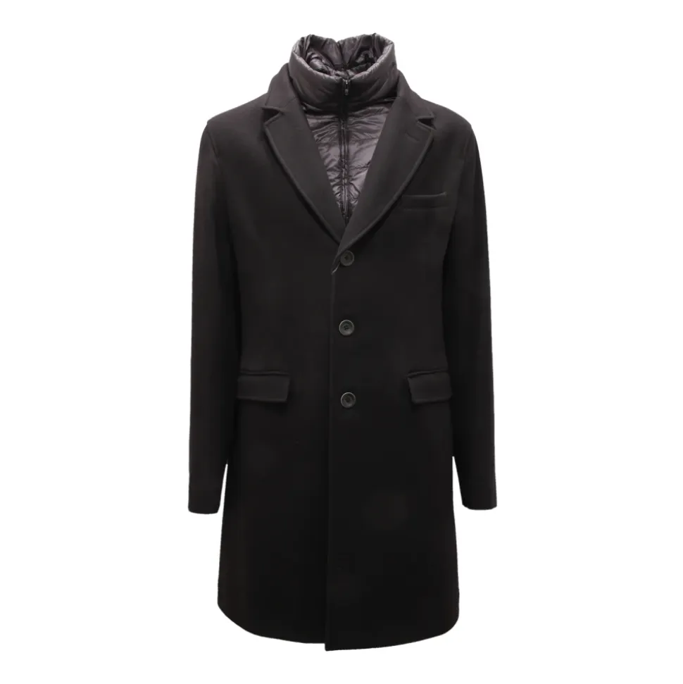 Wool Coat with Removable Inner Double-Breasted