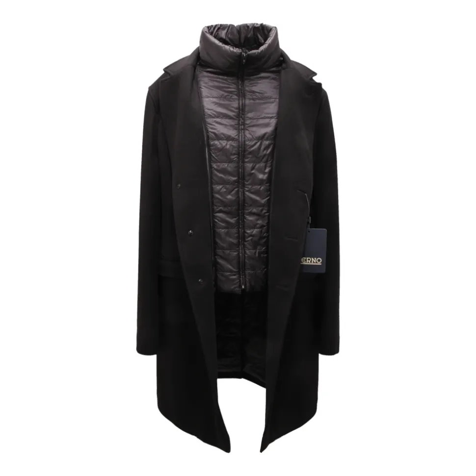 Wool Coat with Removable Inner Double-Breasted