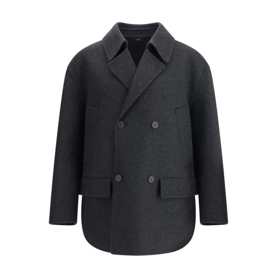 Wool Felt Double-Breasted Caban Coat