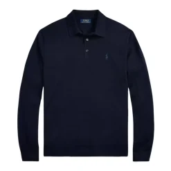 Wool sweater with polo collar
