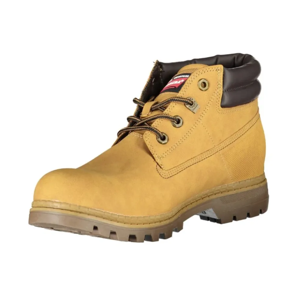 Yellow Lace-Up Boots with Contrast Details