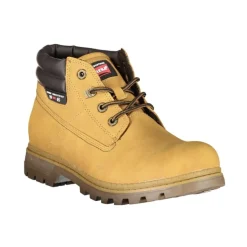 Yellow Lace-Up Boots with Contrast Details